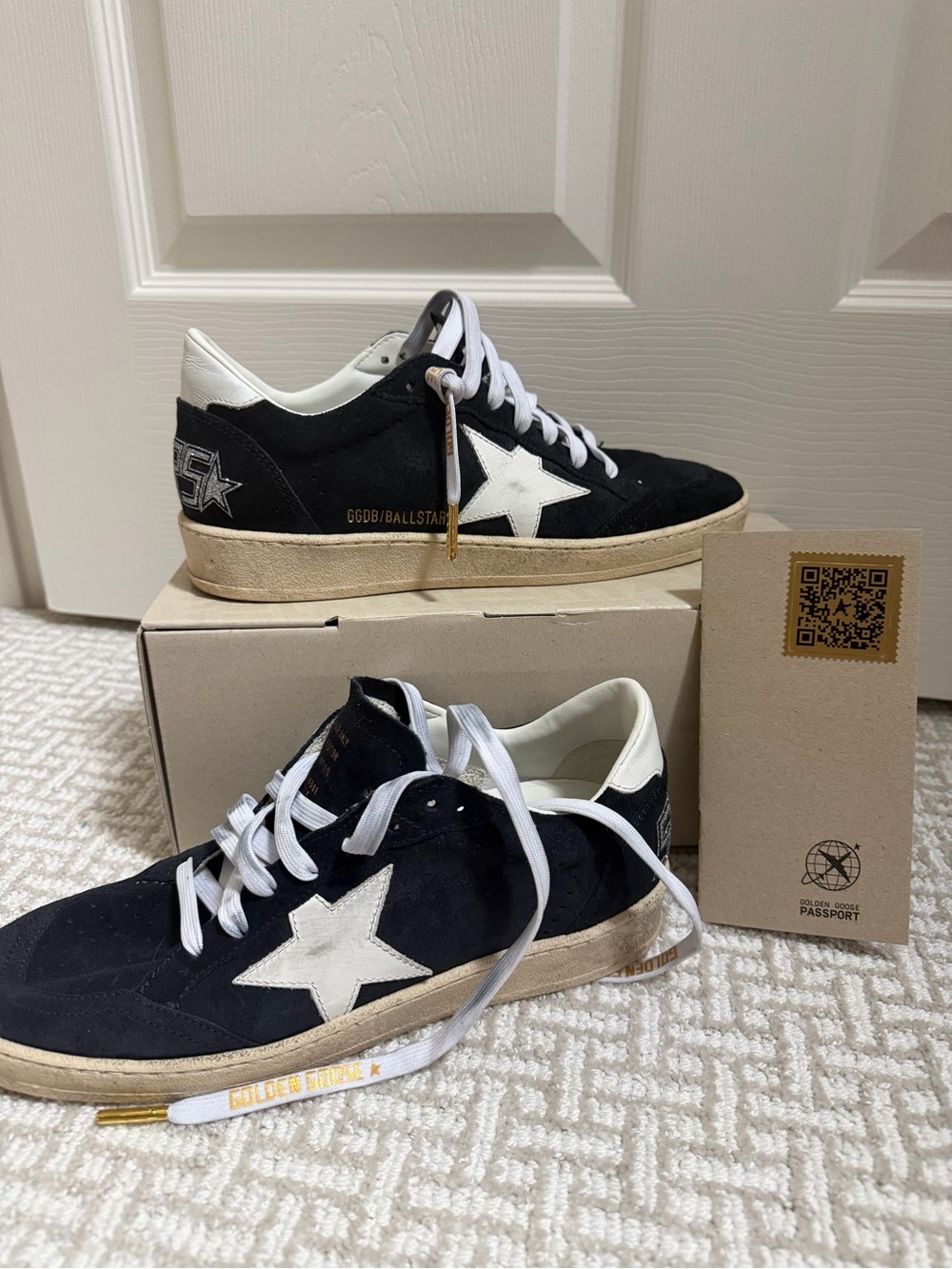 Golden Goose Black Suede Ball Star Sneakers with White Star